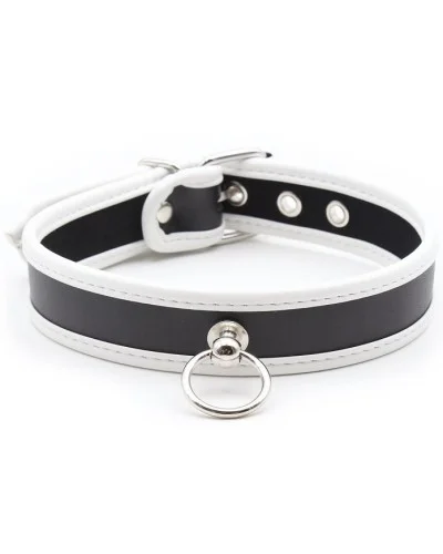 Collier O Ring Simili Noir-Blanc sextoys et accessoires sur La Boutique du Hard