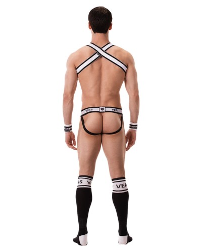Harnais √©lastique Vers Noir-Blanc sextoys et accessoires sur La Boutique du Hard
