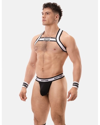 Harnais √©lastique Bottom Noir-Blanc sextoys et accessoires sur La Boutique du Hard