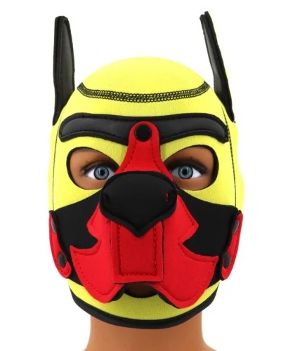 Cagoule Puppy Fox Néoprène Jaune-Rouge sextoys et accessoires sur La Boutique du Hard