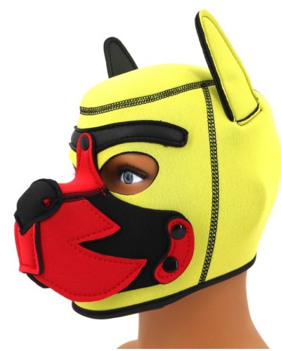 Cagoule Puppy Fox Néoprène Jaune-Rouge sextoys et accessoires sur La Boutique du Hard
