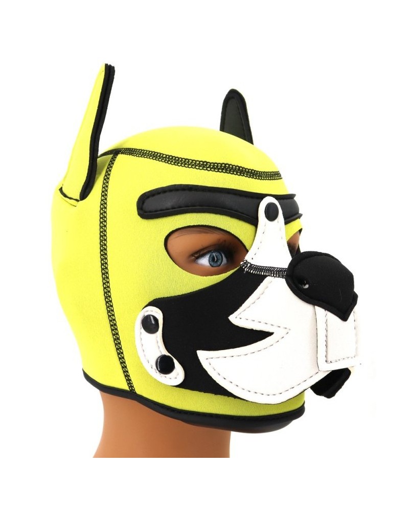 Cagoule Puppy Fox Néoprène Jaune-Blanc sextoys et accessoires sur La Boutique du Hard