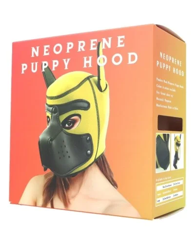 Cagoule Puppy Fox Néoprène Jaune-Blanc sextoys et accessoires sur La Boutique du Hard