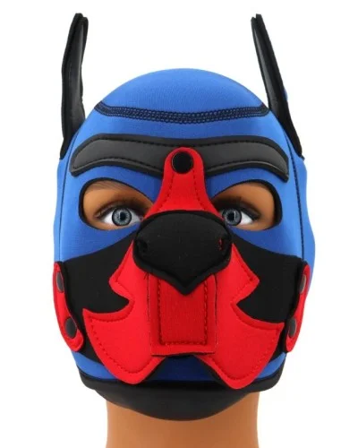 Cagoule Puppy Fox Néoprène Bleu-Rouge sextoys et accessoires sur La Boutique du Hard