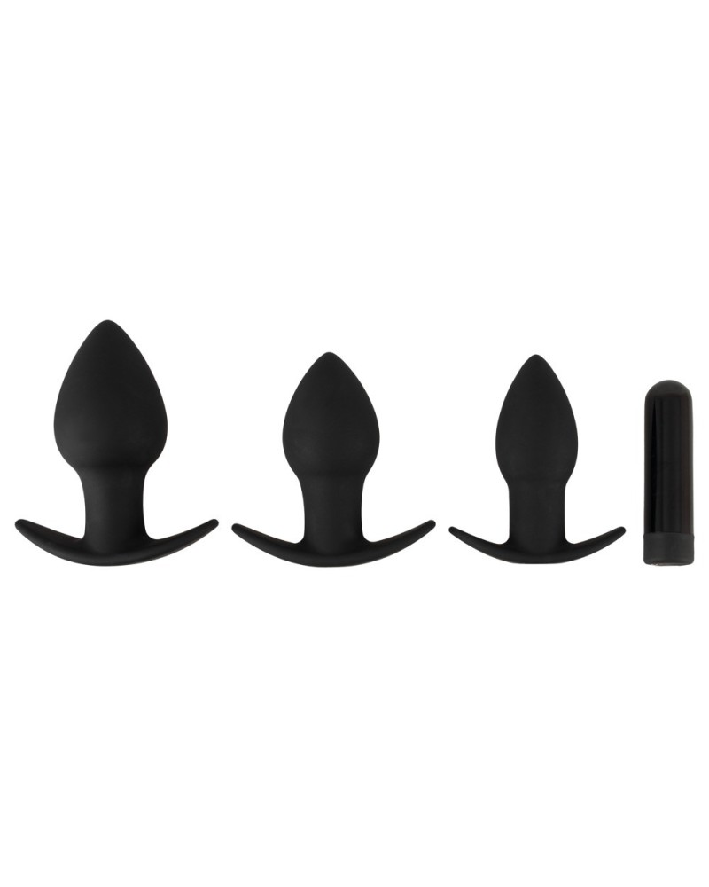 Lot de 3 plugs vibrants Silibutt Noirs sextoys et accessoires sur La Boutique du Hard