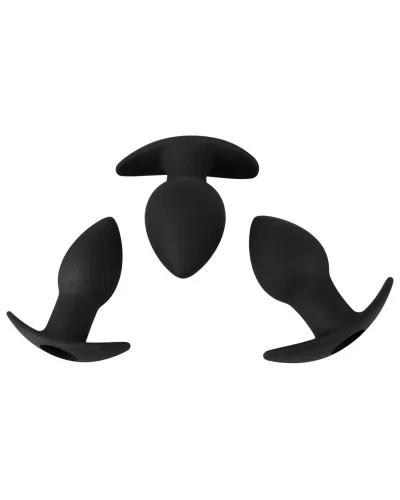 Lot de 3 plugs vibrants Silibutt Noirs sextoys et accessoires sur La Boutique du Hard
