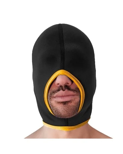 Cagoule Face Fucker Brutus Noire-Jaune sextoys et accessoires sur La Boutique du Hard