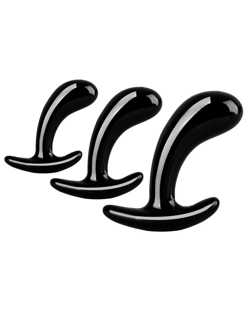 Kit de 3 Plugs Curved Three 11 x 3.5cm Noir sextoys et accessoires sur La Boutique du Hard