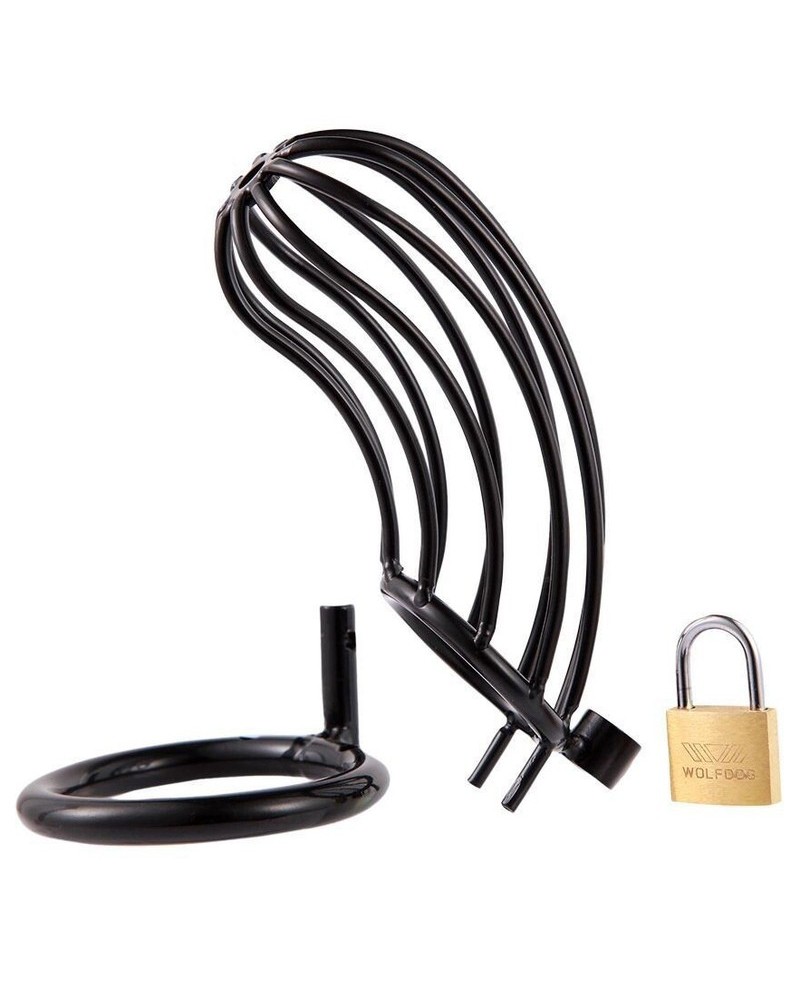 Cage de Chasteté en métal Grille 12 x 3.5cm | Anneau 50mm Noir sextoys et accessoires sur La Boutique du Hard