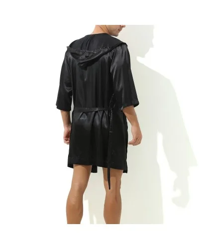 Peignoir effet satiné Long Slit Noir sextoys et accessoires sur La Boutique du Hard