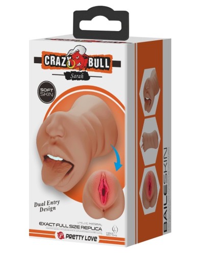 Masturbateur Pussy Crazy  Sarah 2 Entrées Marron sextoys et accessoires sur La Boutique du Hard