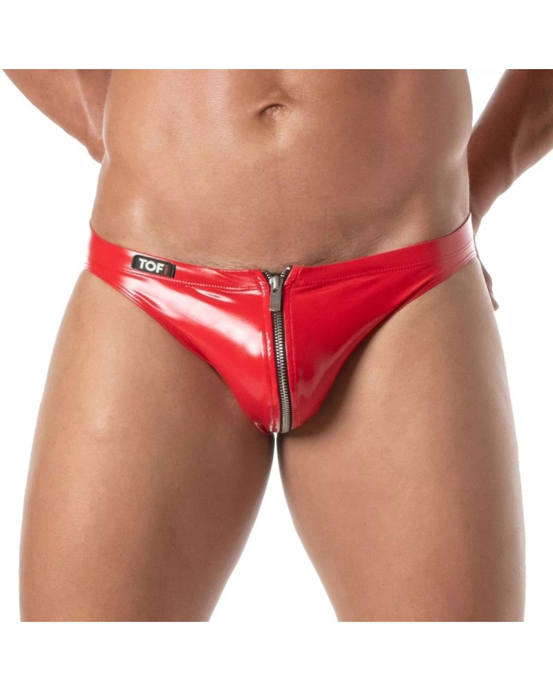 Slip sexy VINYL ZIPPED Rouge sextoys et accessoires sur La Boutique du Hard