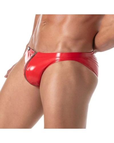Slip sexy VINYL ZIPPED Rouge sextoys et accessoires sur La Boutique du Hard