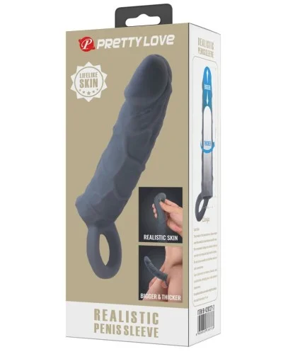 Gaine de pénis Realtick 16 x 3.8 cm Grise sextoys et accessoires sur La Boutique du Hard