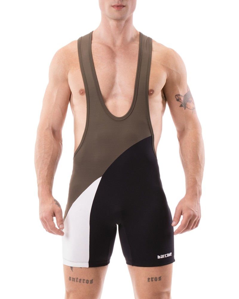 Body Singlet Luckenwalde Kaki-Noir-Blanc sextoys et accessoires sur La Boutique du Hard