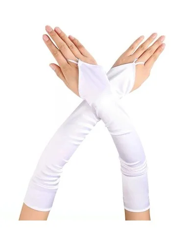 Mitaines Longues Satin Gloves Blanches sextoys et accessoires sur La Boutique du Hard