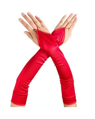 Mitaines Longues Satin Gloves Rouges sextoys et accessoires sur La Boutique du Hard