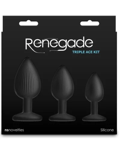 Lot de 3 Plugs Triple Ace Noirs sextoys et accessoires sur La Boutique du Hard
