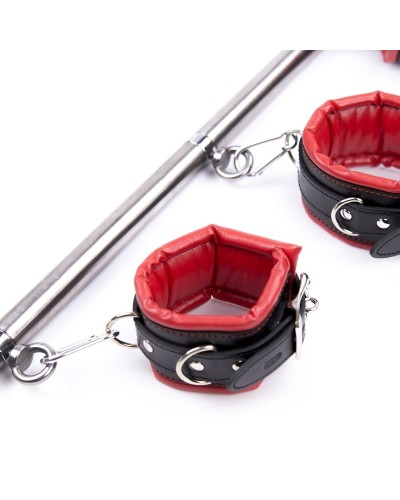 Kit Barre de maintien Collier et Menottes Simply Dom Rouge et Noir sextoys et accessoires sur La Boutique du Hard