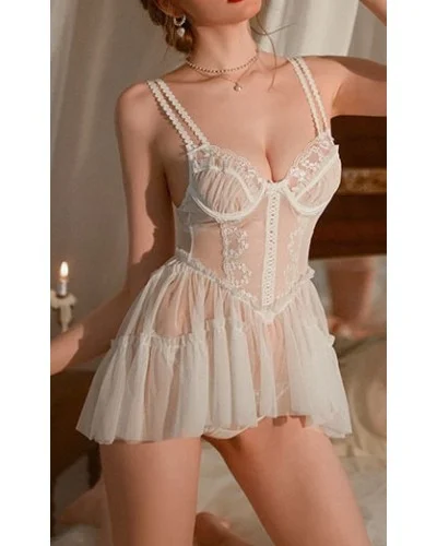 Nuisette en Dentelle Fancybeauty Blanche sextoys et accessoires sur La Boutique du Hard