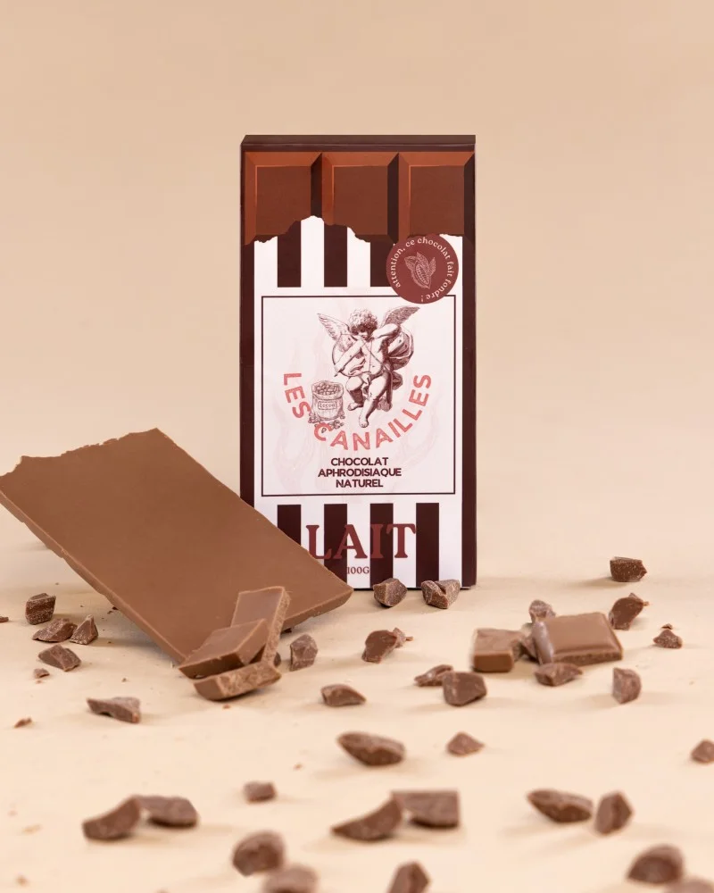 Tablette de Chocolat Aphrodisiaque Lait 100g sextoys et accessoires sur La Boutique du Hard