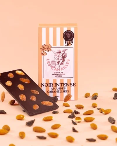 Tablette de Chocolat Aphrodisiaque Noir Intense Amandes Caramélisées 100g sextoys et accessoires sur La Boutique du Hard