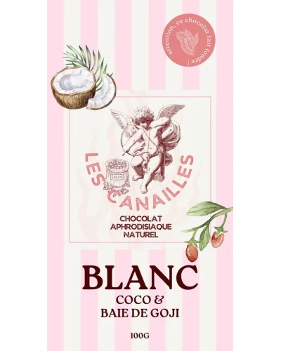 Tablette de Chocolat Aphrodisiaque Blanc Coco & Baie de Giji 100g sextoys et accessoires sur La Boutique du Hard