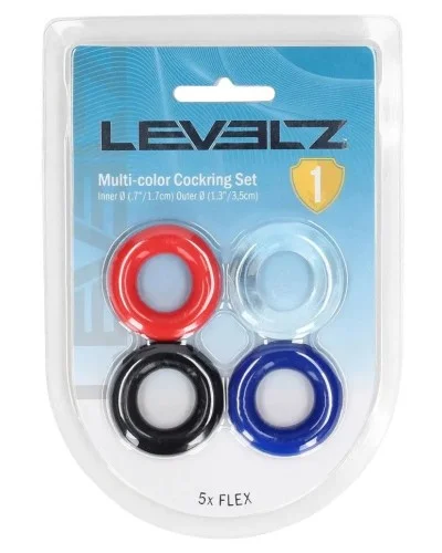 Lot de 4 Cockrings CockFlex 17 mm Multicolores sextoys et accessoires sur La Boutique du Hard