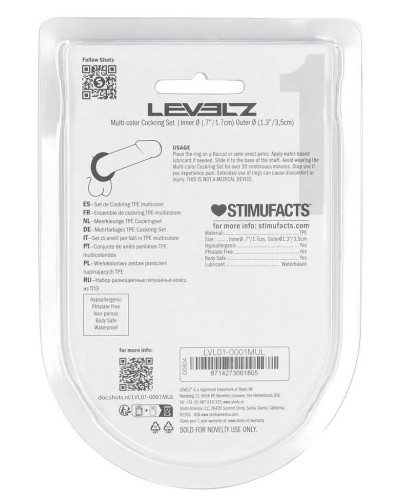 Lot de 4 Cockrings CockFlex 17 mm Multicolores sextoys et accessoires sur La Boutique du Hard