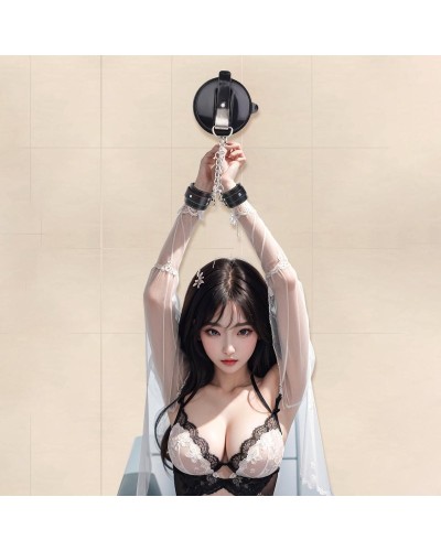 Menottes avec Ventouse Strongcup Rouges sextoys et accessoires sur La Boutique du Hard