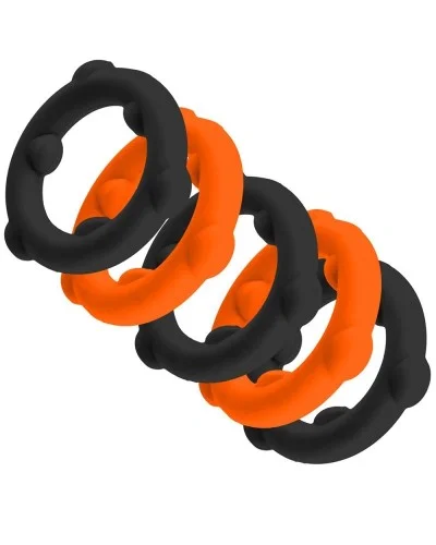 Lot de 5 Cockrings Spinner 25 mm Noir-Orange sextoys et accessoires sur La Boutique du Hard