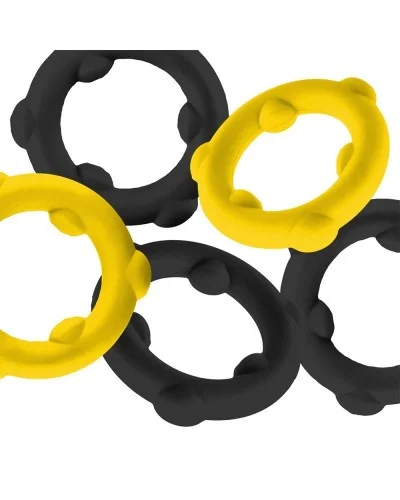 Lot de 5 Cockrings Spinner 25 mm Noir-Jaune sextoys et accessoires sur La Boutique du Hard