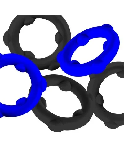 Lot de 5 Cockrings Spinner 25 mm Noir-Bleu sextoys et accessoires sur La Boutique du Hard
