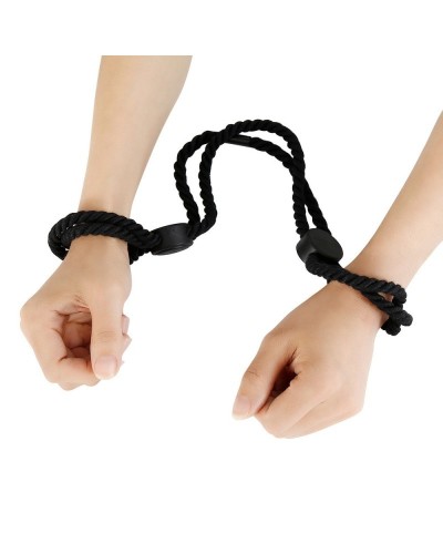 Menottes Doubles en Corde Dualpurpose Noires sextoys et accessoires sur La Boutique du Hard