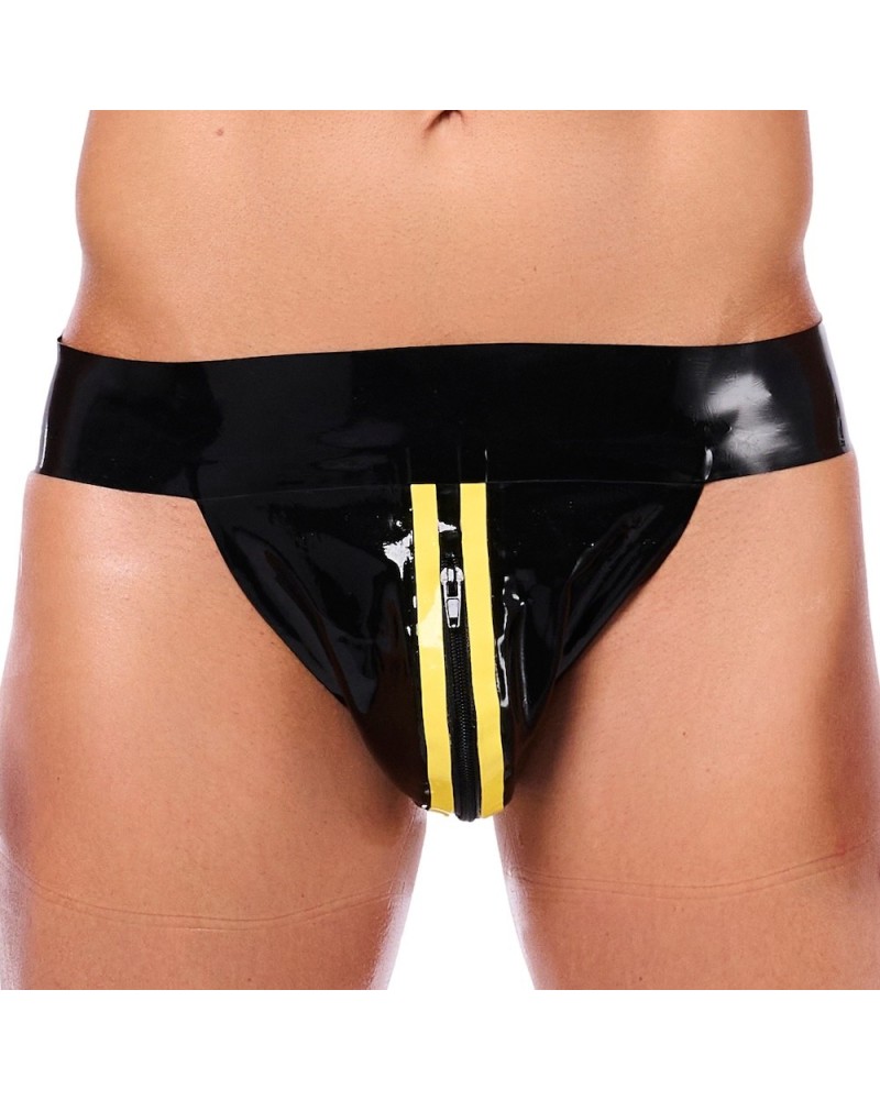 Jockstrap en latex Xrub avec Zip Noir-Jaune sextoys et accessoires sur La Boutique du Hard