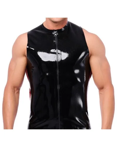 Débardeur en latex Xrub avec Zip Noir-Rouge sextoys et accessoires sur La Boutique du Hard