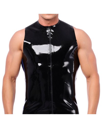 Débardeur en latex Xrub avec Zip Noir-Bleu sextoys et accessoires sur La Boutique du Hard