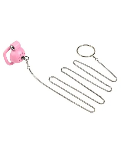 Cage avec laisse Round Leash 4 x 3.5 cm Rose sextoys et accessoires sur La Boutique du Hard