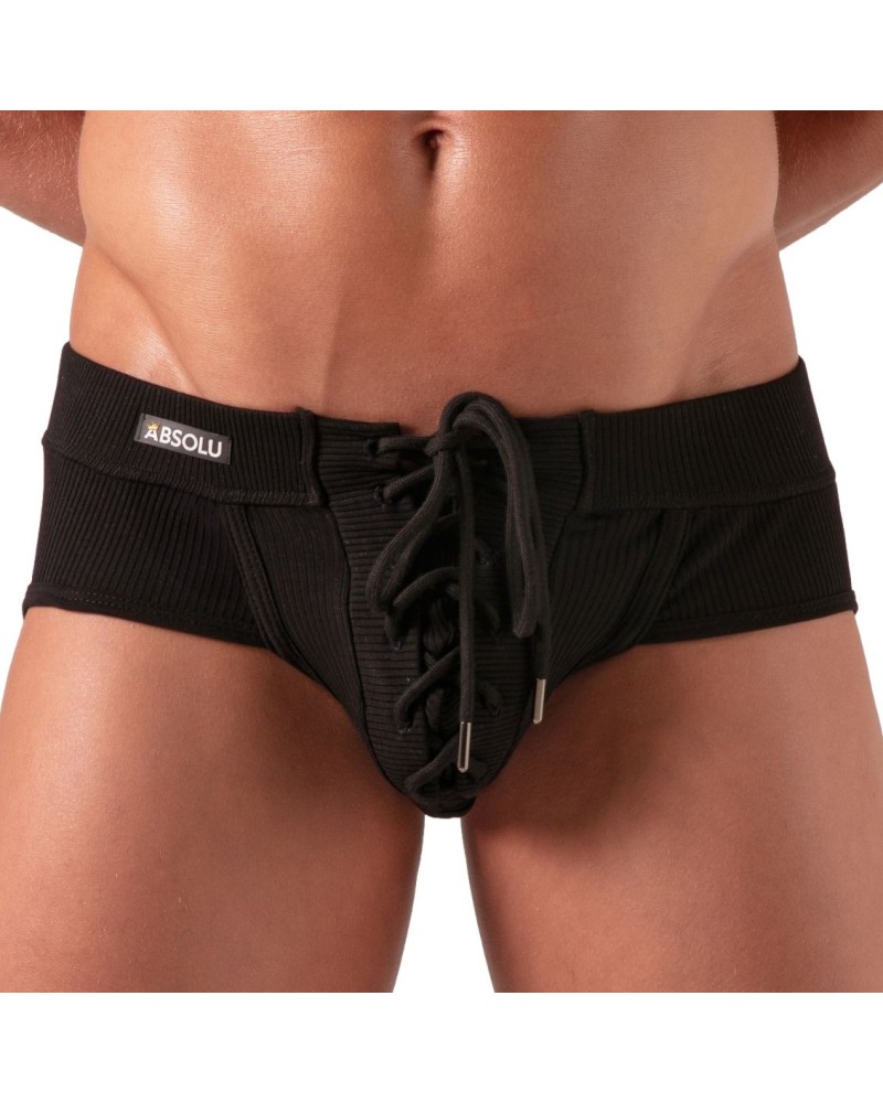 Slip avec lacets Laced Noir sextoys et accessoires sur La Boutique du Hard