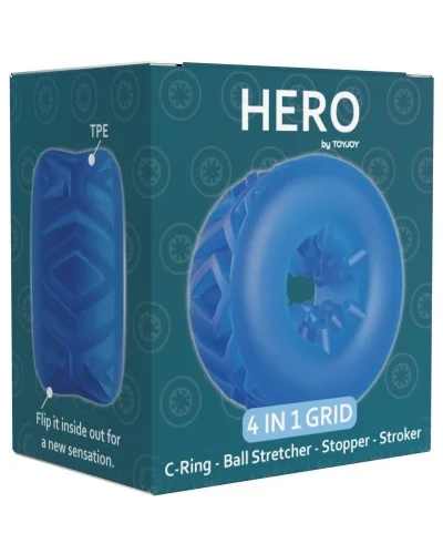 Ballstretcher Hero Grid Bleu sextoys et accessoires sur La Boutique du Hard