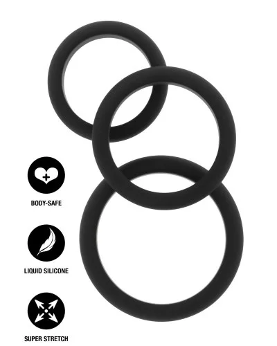 Lot de 3 Cockrings Stamcock Noirs sextoys et accessoires sur La Boutique du Hard