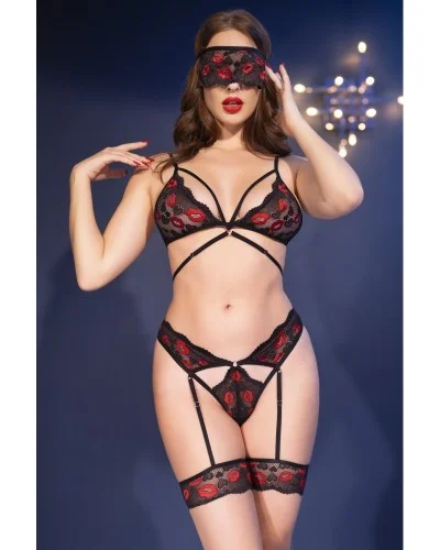 Ensemble Katrina Noir et rouge sextoys et accessoires sur La Boutique du Hard