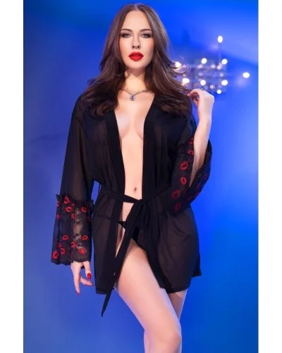 Peignoir Katrina Noir et rouge  sextoys et accessoires sur La Boutique du Hard