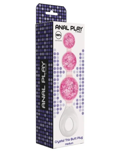Chapelet anal Crystaltrio rose 14 x 4.5cm sextoys et accessoires sur La Boutique du Hard
