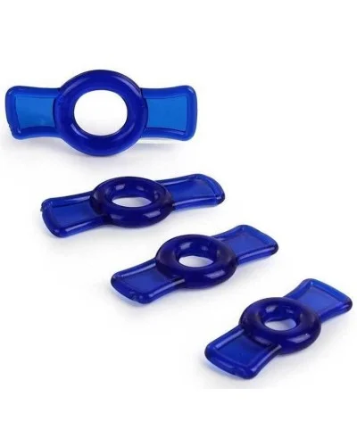 Mini Cockrings Bowring x 4 Bleus sextoys et accessoires sur La Boutique du Hard