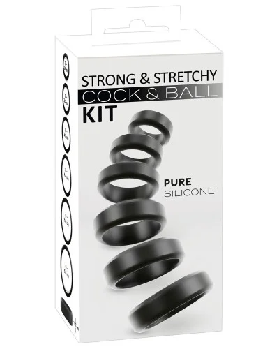 Lot de 6 Cockrings Cock & Ball 26 à 56 mm Noirs