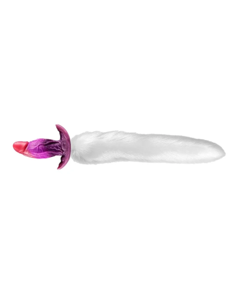 Plug queue de renard Purplelien queue 41 cm blanc