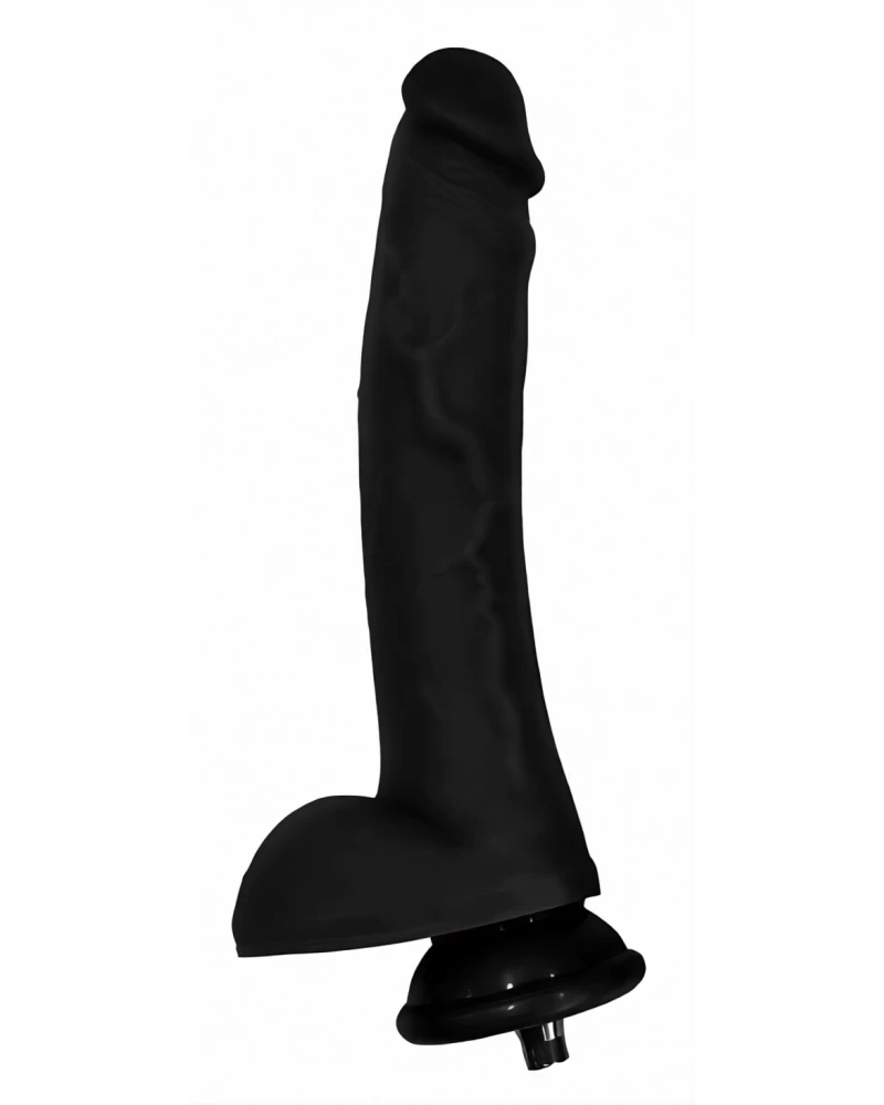 Embout Gode noir Curved Dicker pour fuck machine 18 x 4.3cm