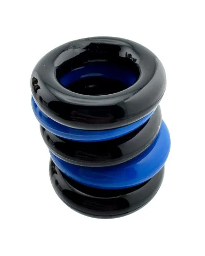 Lot de 5 Cockrings étirables Jacker 5-Stack 22mm Noir-Bleu