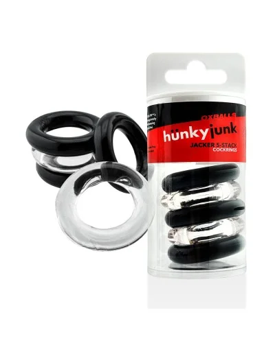 Lot de 5 Cockrings étirables Jacker 5-Stack 22mm Noir-Transparent